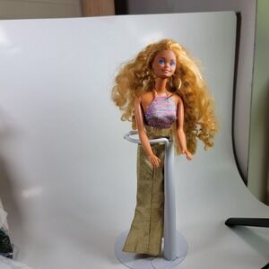 Vintage 1966 Mattel Barbie Doll Gold Sparkle Pants Outfit Hoop Earrings